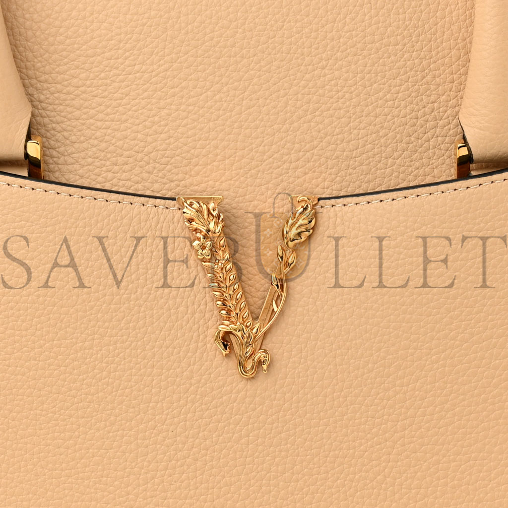 VERSACE GRAINED CALFSKIN LARGE VIRTUS TOP HANDLE SHOULDER BAG BEIGE (32x26x14cm) VERSACE GRAINED CALFSKIN LARGE VIRTUS TOP HANDLE SHOULDER BAG BEIGE (32x26x14cm)