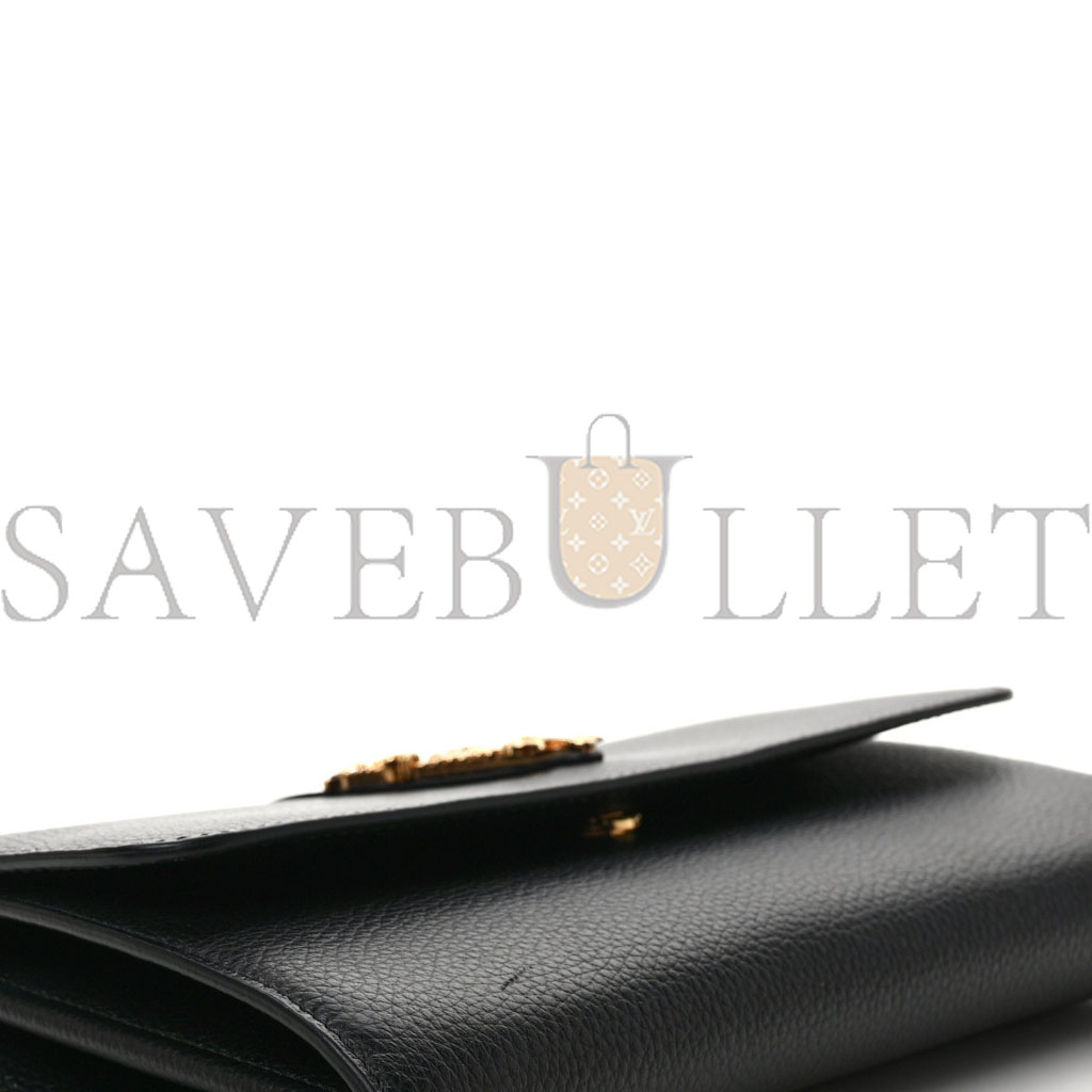 VERSACE GRAINED CALFSKIN VIRTUS WALLET ON CHAIN BLACK (18*11*4cm) VERSACE GRAINED CALFSKIN VIRTUS WALLET ON CHAIN BLACK (18*11*4cm)