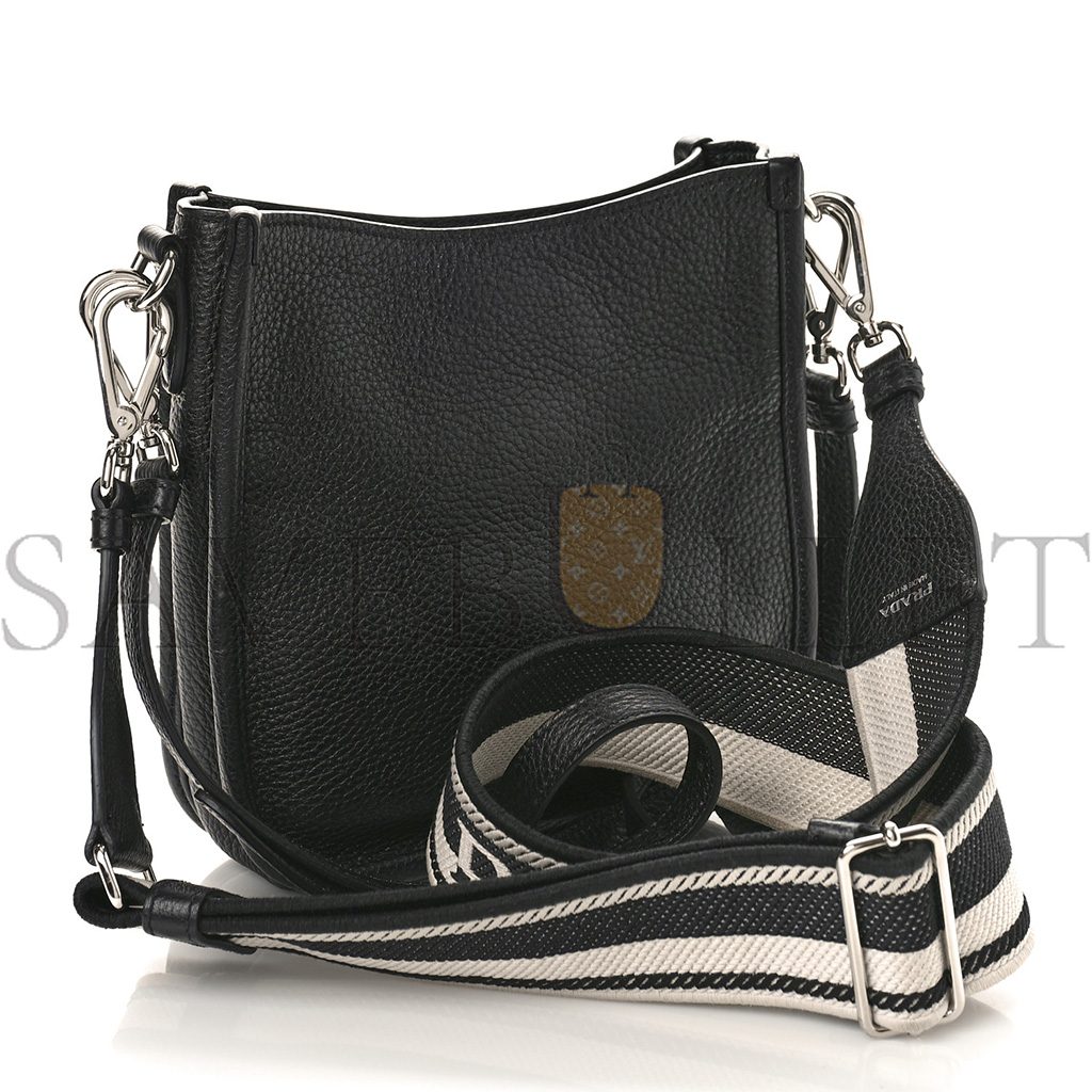 PRADA VITELLO DAINO SOFT MINI SHOULDER BAG BLACK (20*20*8cm) PRADA VITELLO DAINO SOFT MINI SHOULDER BAG BLACK (20*20*8cm)