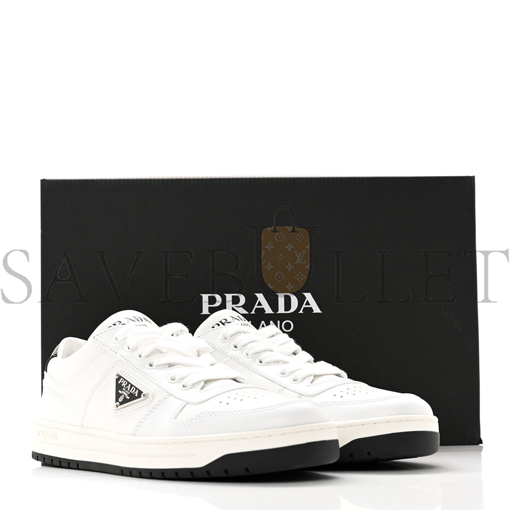 PRADA VITELLO ROIS METAL TRIANGLE LOGO WOMENS DOWNTOWN LOW TOP 30MM SNEAKERS 39.5 WHITE BLACK PRADA VITELLO ROIS METAL TRIANGLE LOGO WOMENS DOWNTOWN LOW TOP 30MM SNEAKERS 39.5 WHITE BLACK
