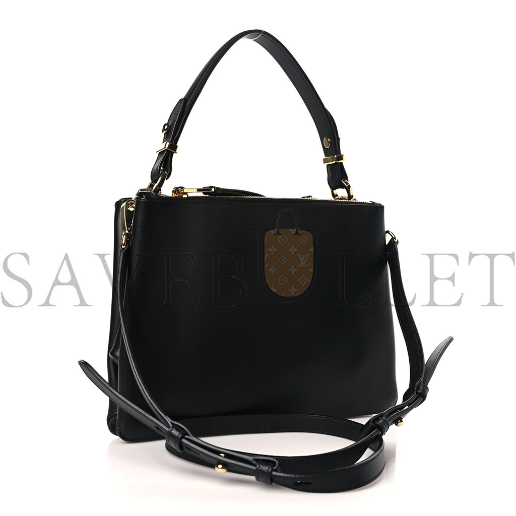 PRADA NEW CALFSKIN SMALL DEUX SHOULDER BAG BLACK (27*20*4cm) PRADA NEW CALFSKIN SMALL DEUX SHOULDER BAG BLACK (27*20*4cm)