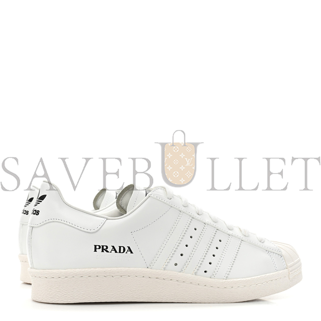 PRADA X ADIDAS CALFSKIN MENS SUPERSTAR 450 LOW TOP SNEAKERS 8 WHITE PRADA X ADIDAS CALFSKIN MENS SUPERSTAR 450 LOW TOP SNEAKERS 8 WHITE