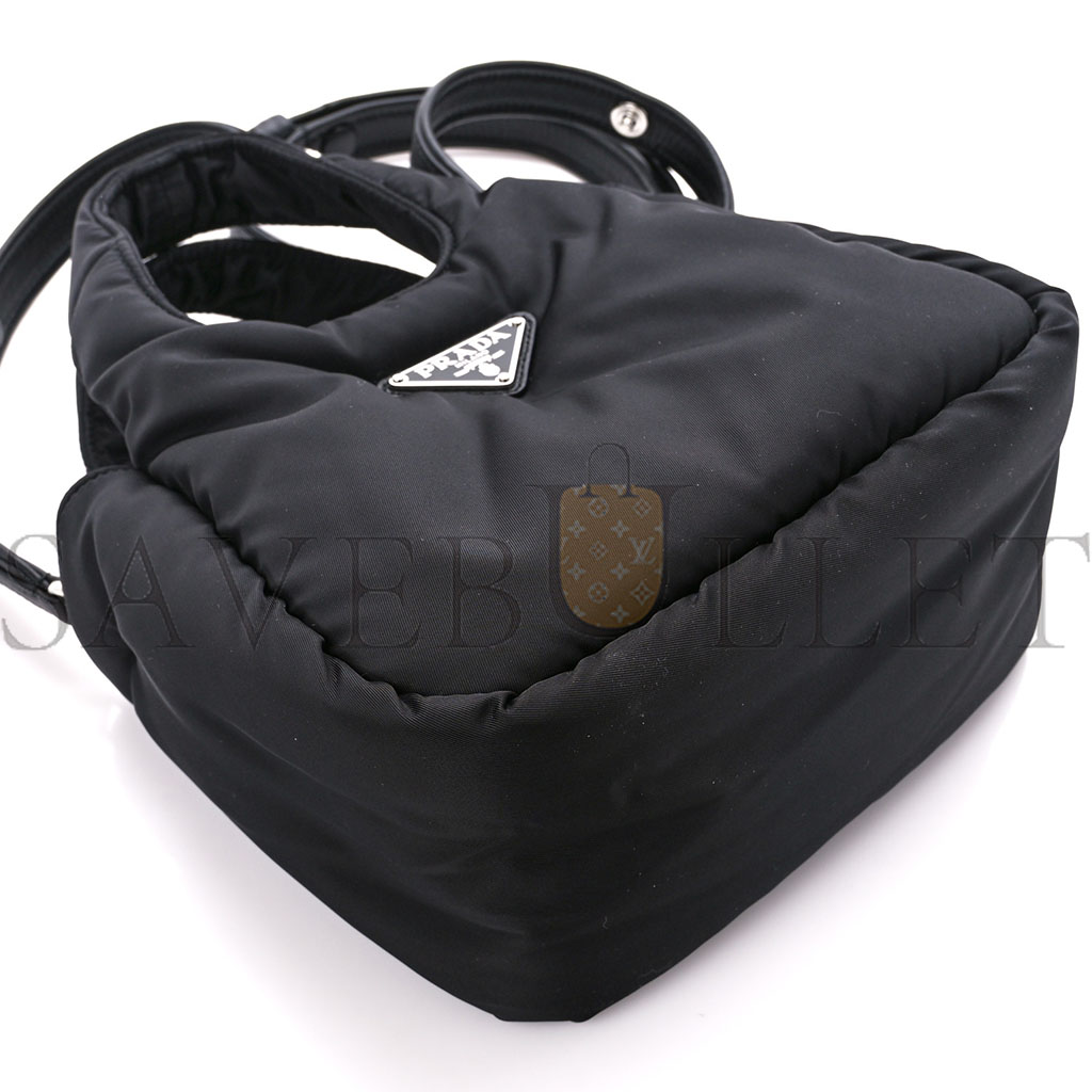 PRADA TESSUTO SOFT PADDED RE-NYLON STRIPED MINI BAG BLACK (23*13*6cm) PRADA TESSUTO SOFT PADDED RE-NYLON STRIPED MINI BAG BLACK (23*13*6cm)