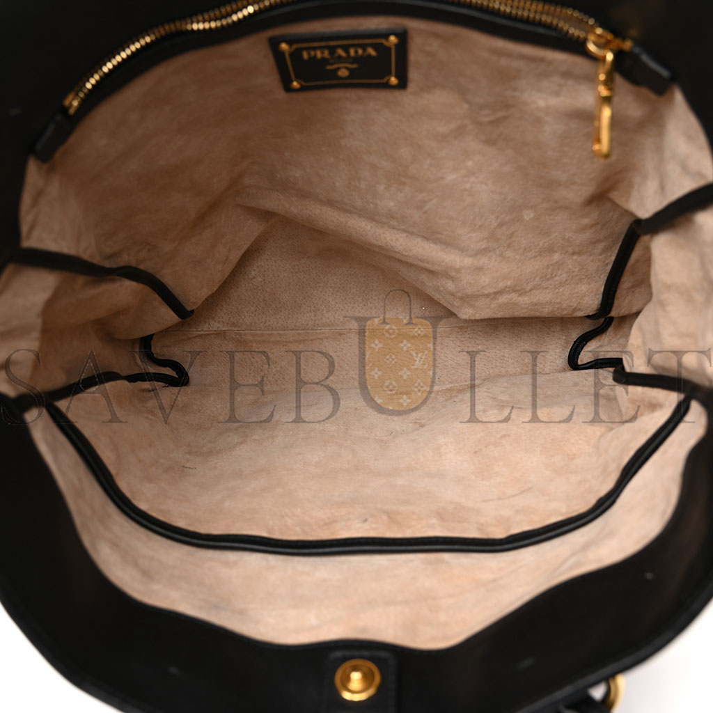 PRADA SOFT CALF SHOPPING TOTE BLACK (36*33*11cm) PRADA SOFT CALF SHOPPING TOTE BLACK (36*33*11cm)
