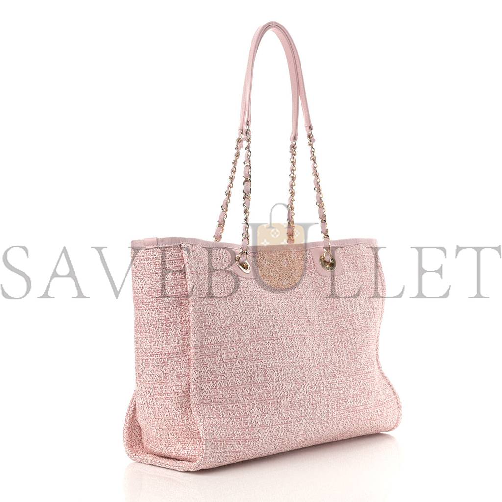 CHANEL LUREX BOUCLE SMALL DEAUVILLE TOTE PINK (34*26*13cm) CHANEL LUREX BOUCLE SMALL DEAUVILLE TOTE PINK (34*26*13cm)