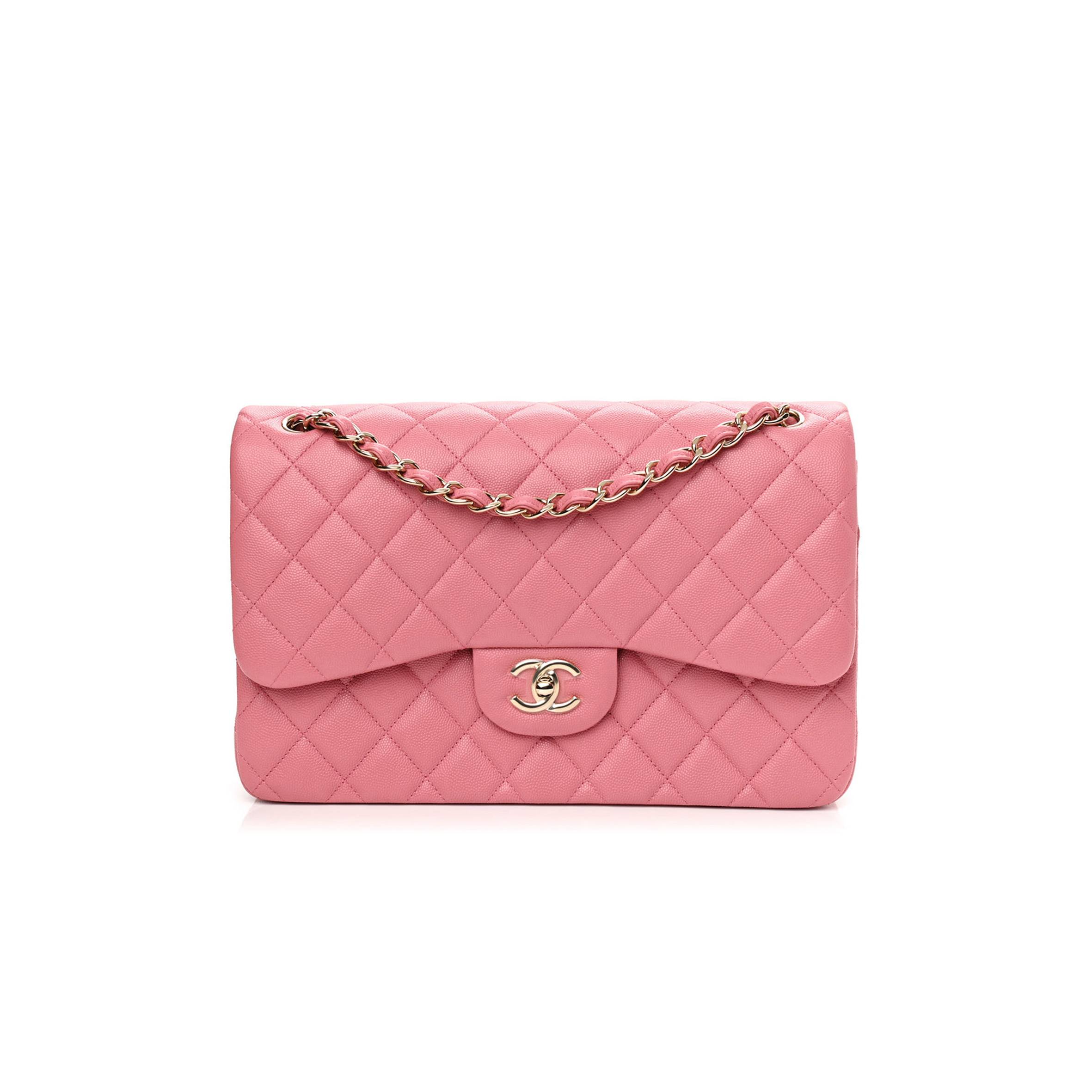 CHANEL CAVIAR QUILTED JUMBO DOUBLE FLAP DARK PINK ROSE GOLD HARDWARE (30*19*9cm) CHANEL CAVIAR QUILTED JUMBO DOUBLE FLAP DARK PINK ROSE GOLD HARDWARE (30*19*9cm)