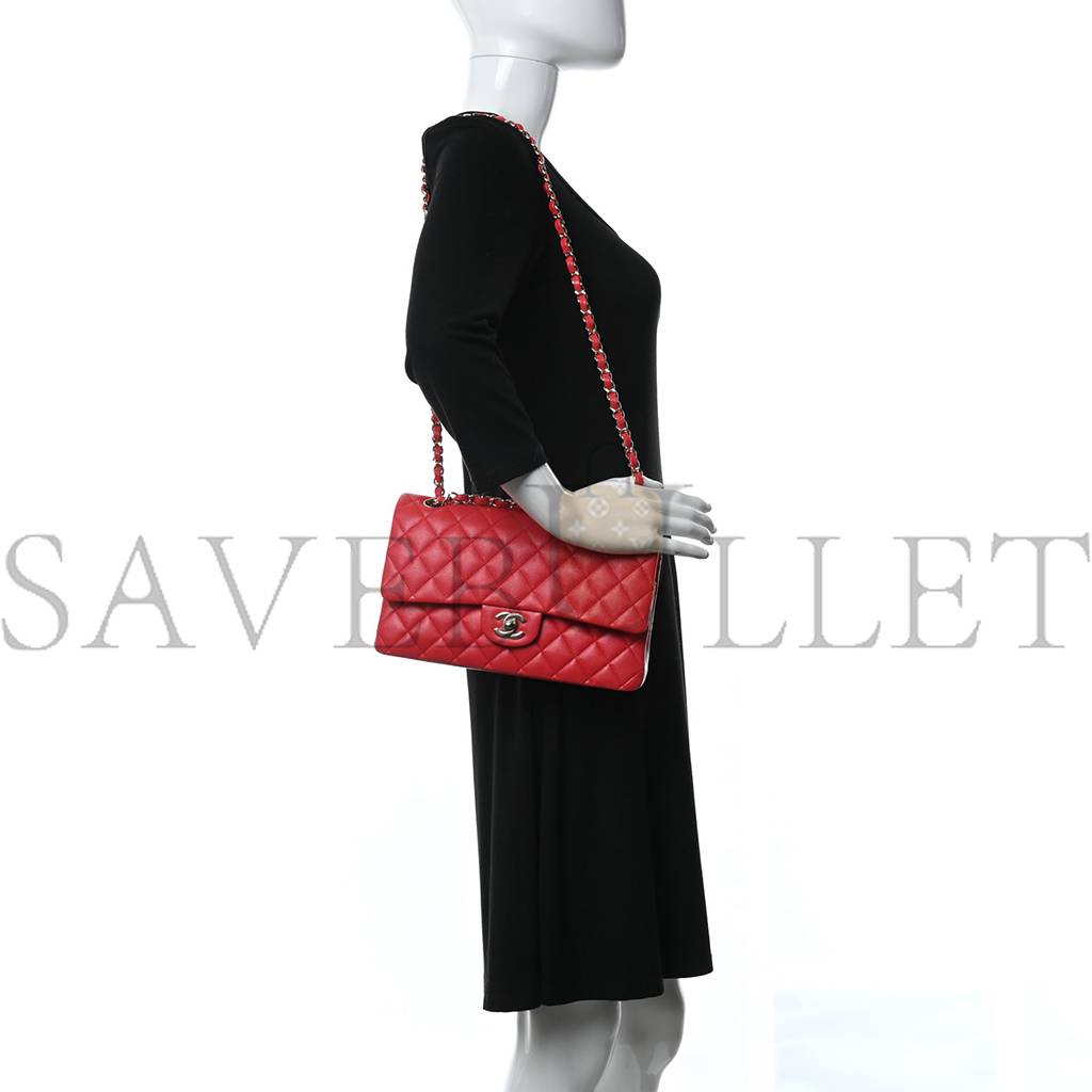 CHANEL CAVIAR QUILTED MEDIUM DOUBLE FLAP RED GOLD HARDWARE (25*17*6cm) CHANEL CAVIAR QUILTED MEDIUM DOUBLE FLAP RED GOLD HARDWARE (25*17*6cm)