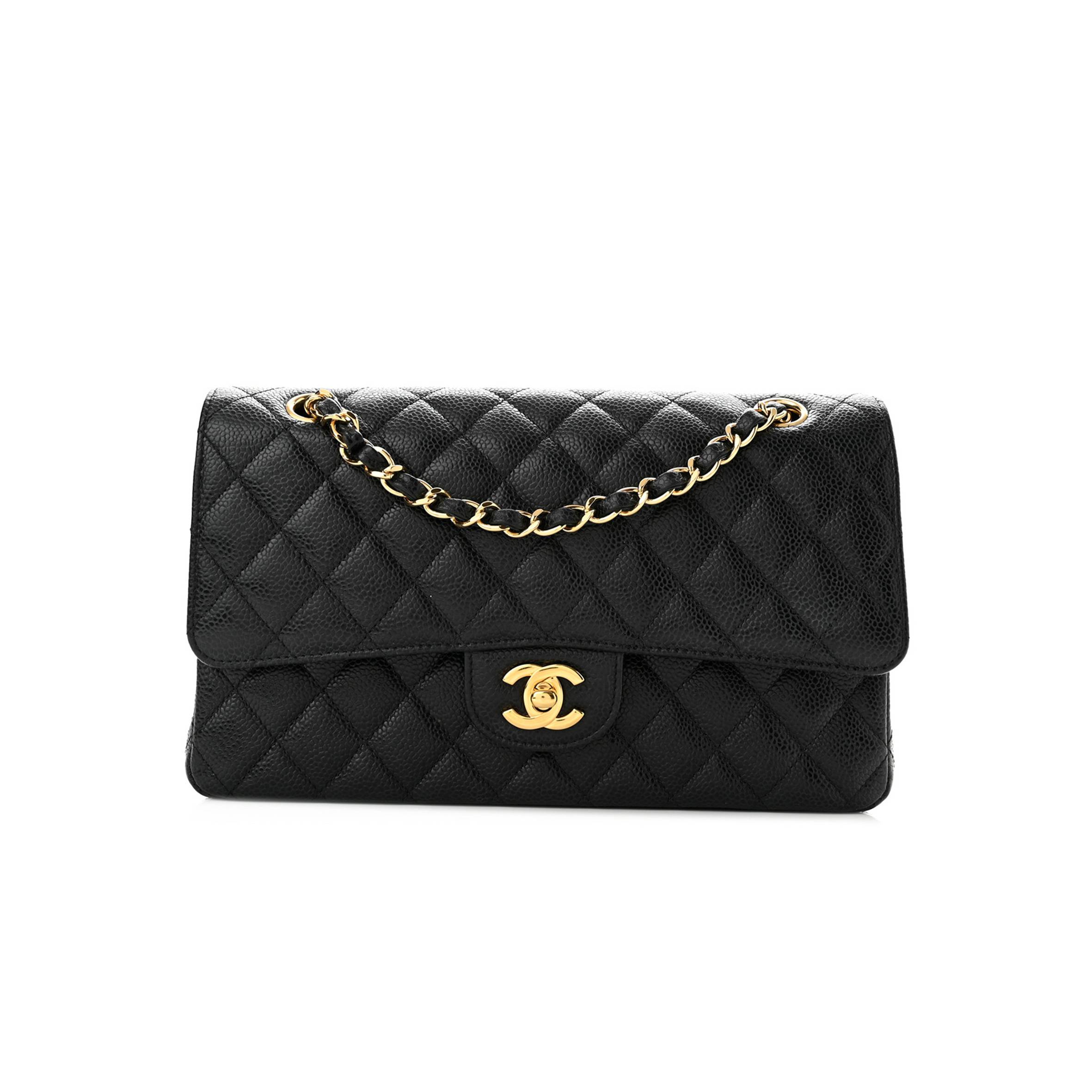 CHANEL CAVIAR QUILTED MEDIUM DOUBLE FLAP BLACK GOLD HARDWARE (25*15*6cm) CHANEL CAVIAR QUILTED MEDIUM DOUBLE FLAP BLACK GOLD HARDWARE (25*15*6cm)