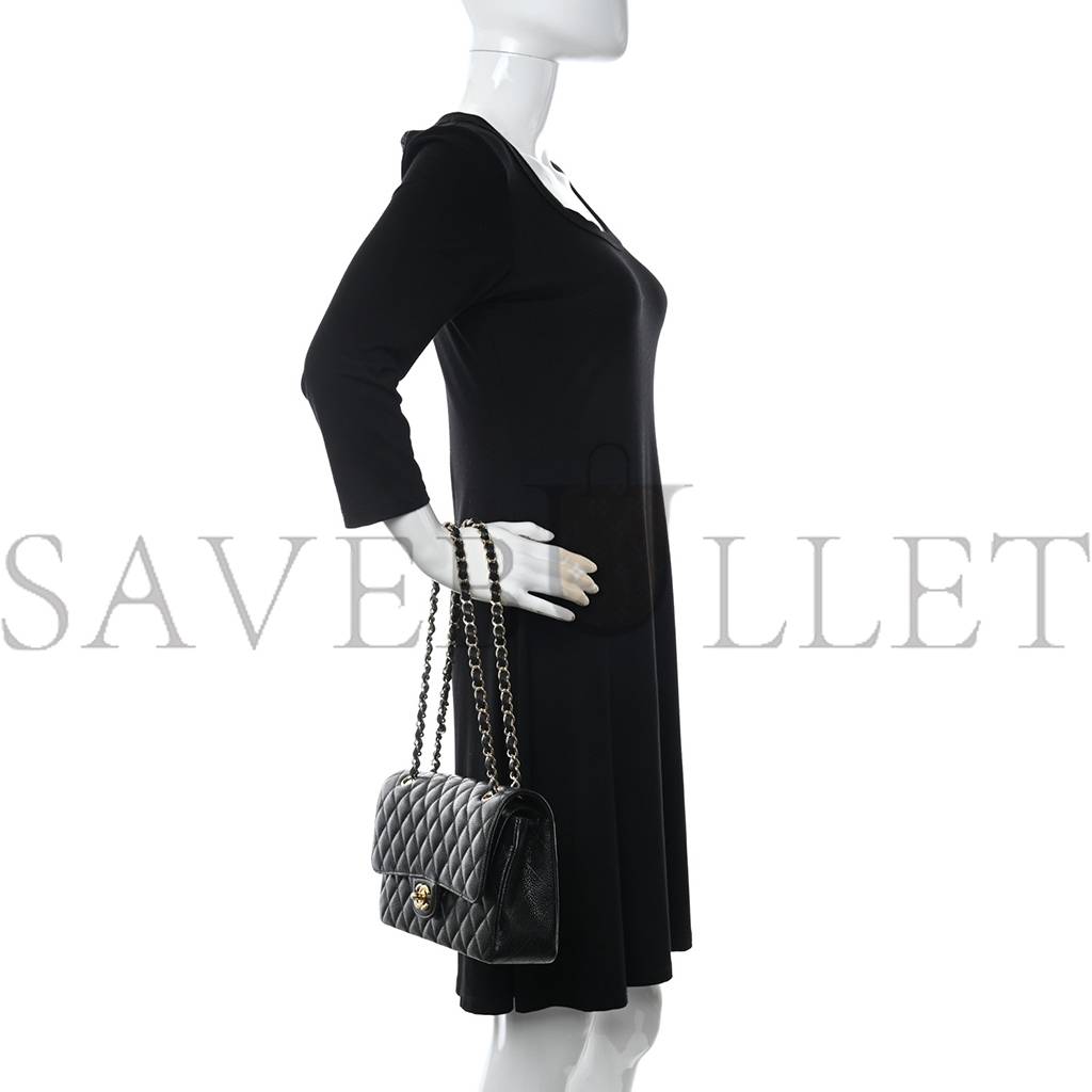 CHANEL CAVIAR QUILTED MEDIUM DOUBLE FLAP BLACK GOLD HARDWARE (25*15*6cm) CHANEL CAVIAR QUILTED MEDIUM DOUBLE FLAP BLACK GOLD HARDWARE (25*15*6cm)