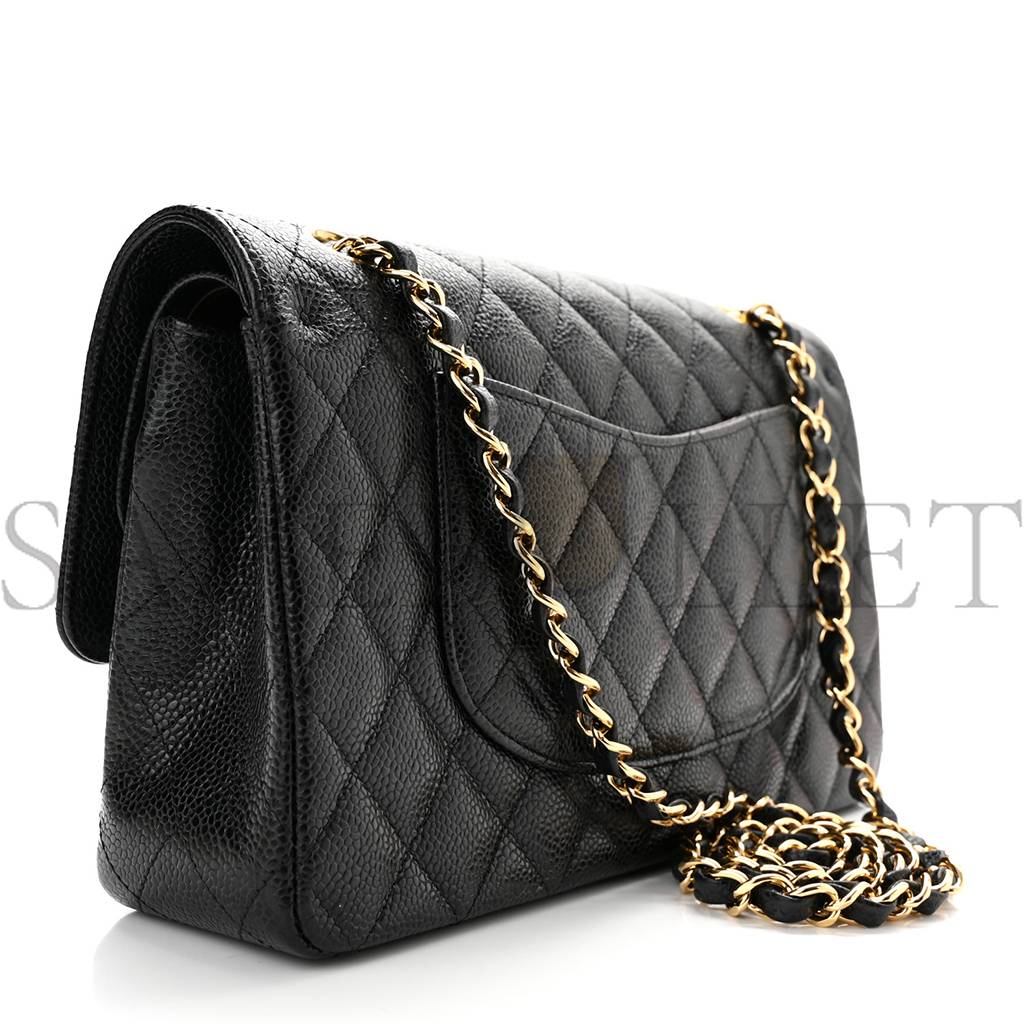 CHANEL CAVIAR QUILTED MEDIUM DOUBLE FLAP BLACK GOLD HARDWARE (25*15*6cm) CHANEL CAVIAR QUILTED MEDIUM DOUBLE FLAP BLACK GOLD HARDWARE (25*15*6cm)