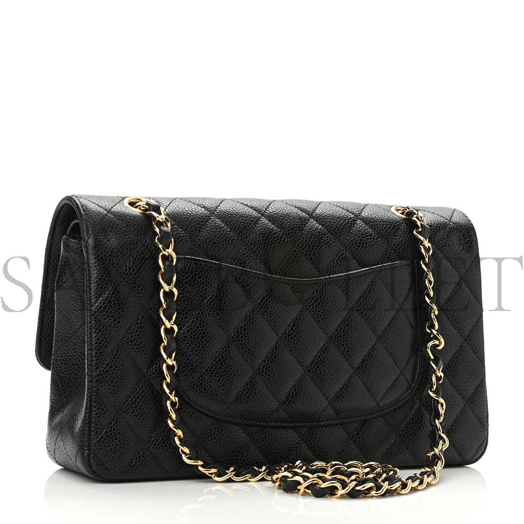 CHANEL CAVIAR QUILTED MEDIUM DOUBLE FLAP BLACK GOLD HARDWARE (25*15*6cm) CHANEL CAVIAR QUILTED MEDIUM DOUBLE FLAP BLACK GOLD HARDWARE (25*15*6cm)