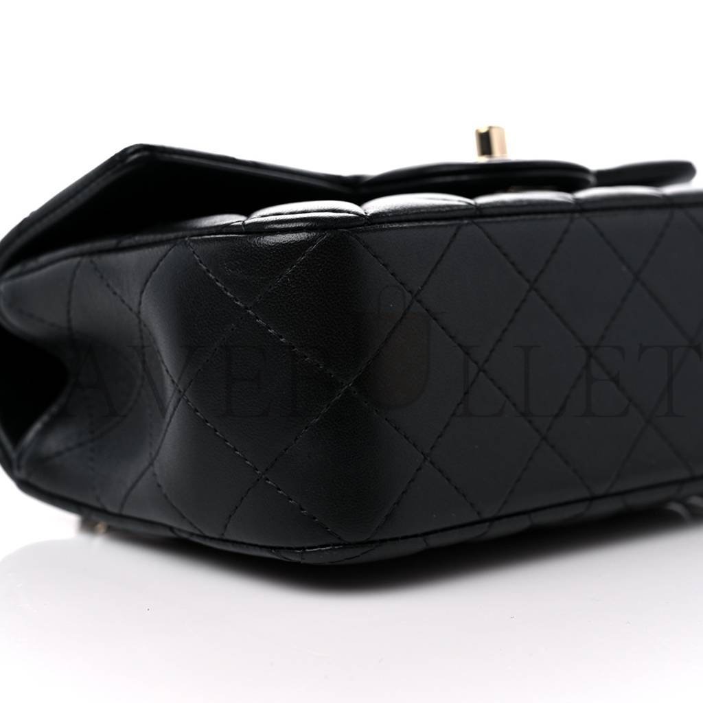 CHANEL LAMBSKIN QUILTED MINI TOP HANDLE RECTANGULAR FLAP BLACK ROSE GOLD HARDWARE0 (20*13*6cm) CHANEL LAMBSKIN QUILTED MINI TOP HANDLE RECTANGULAR FLAP BLACK ROSE GOLD HARDWARE0 (20*13*6cm)