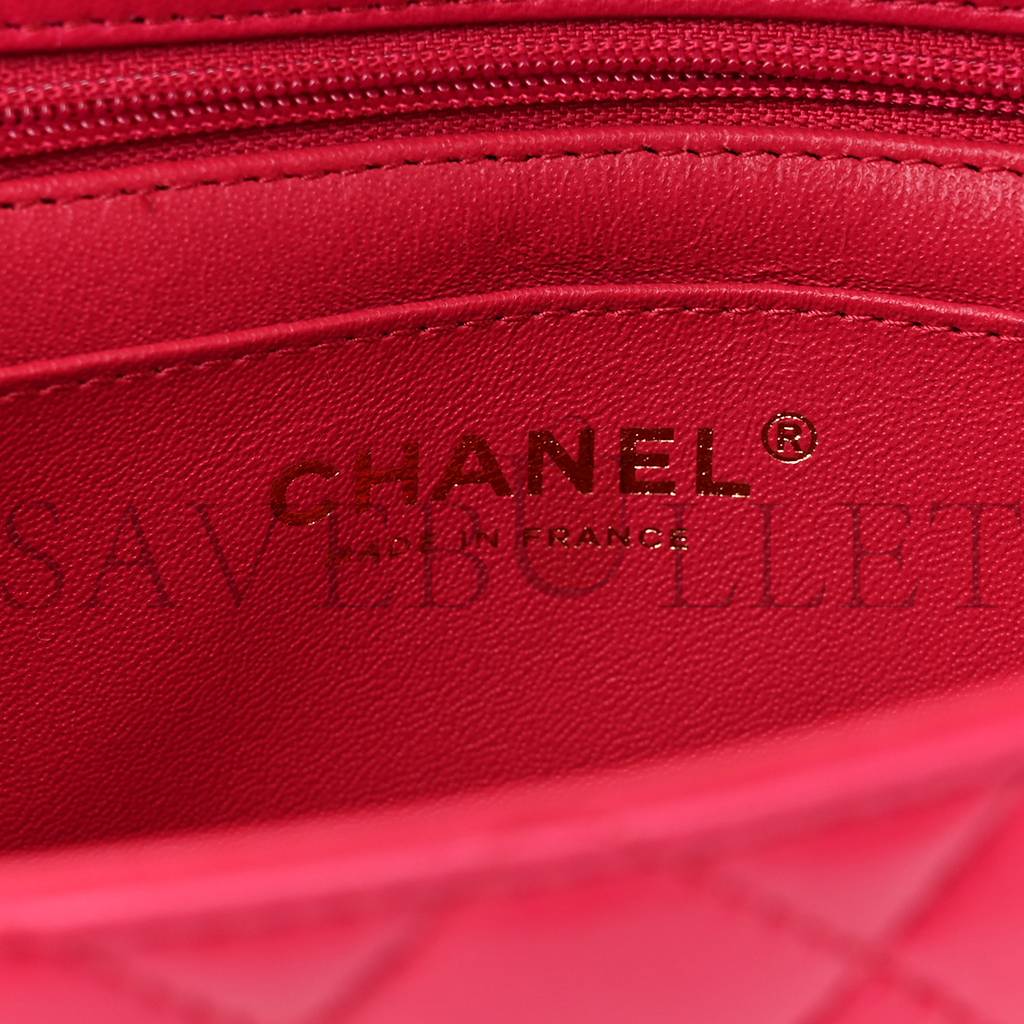 CHANEL LAMBSKIN QUILTED MINI TOP HANDLE RECTANGULAR FLAP DARK PINK ROSE GOLD HARDWARE (19*13*7cm) CHANEL LAMBSKIN QUILTED MINI TOP HANDLE RECTANGULAR FLAP DARK PINK ROSE GOLD HARDWARE (19*13*7cm)