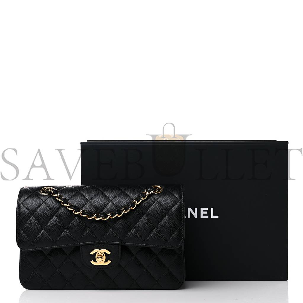 CHANEL CAVIAR QUILTED SMALL DOUBLE FLAP BLACK GOLD HARDWARE (23*15*6cm) CHANEL CAVIAR QUILTED SMALL DOUBLE FLAP BLACK GOLD HARDWARE (23*15*6cm)