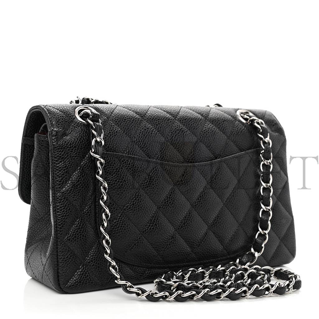 CHANEL CAVIAR QUILTED SMALL DOUBLE FLAP BLACK SILVER HARDWARE (23*14*6cm) CHANEL CAVIAR QUILTED SMALL DOUBLE FLAP BLACK SILVER HARDWARE (23*14*6cm)