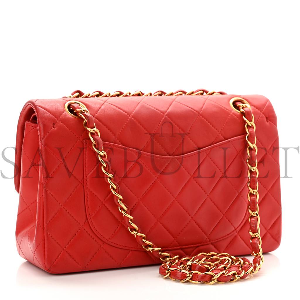 CHANEL LAMBSKIN QUILTED SMALL DOUBLE FLAP RED GOLD HARDWARE (23*14*6cm) CHANEL LAMBSKIN QUILTED SMALL DOUBLE FLAP RED GOLD HARDWARE (23*14*6cm)