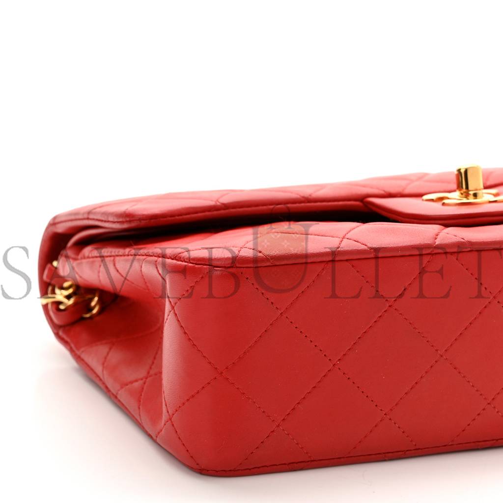CHANEL LAMBSKIN QUILTED SMALL DOUBLE FLAP RED GOLD HARDWARE (23*14*6cm) CHANEL LAMBSKIN QUILTED SMALL DOUBLE FLAP RED GOLD HARDWARE (23*14*6cm)