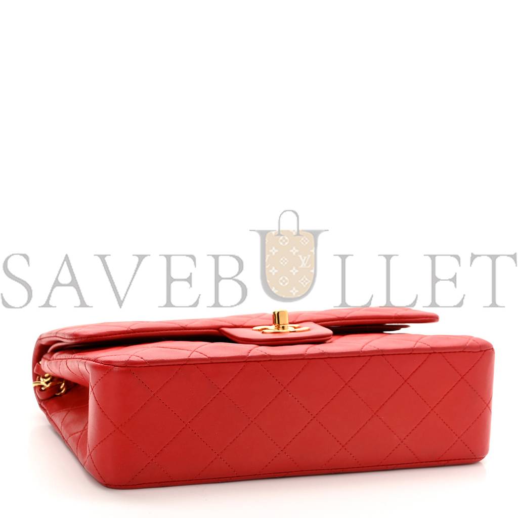 CHANEL LAMBSKIN QUILTED SMALL DOUBLE FLAP RED GOLD HARDWARE (23*14*6cm) CHANEL LAMBSKIN QUILTED SMALL DOUBLE FLAP RED GOLD HARDWARE (23*14*6cm)