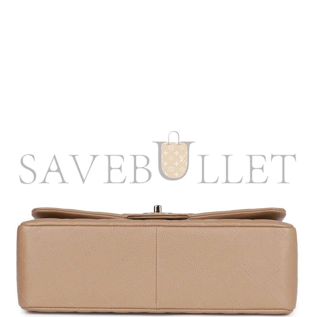 CHANEL JUMBO CLASSIC DOUBLE FLAP BAG DARK BEIGE CAVIAR GOLD HARDWARE (30*20*9cm) CHANEL JUMBO CLASSIC DOUBLE FLAP BAG DARK BEIGE CAVIAR GOLD HARDWARE (30*20*9cm)