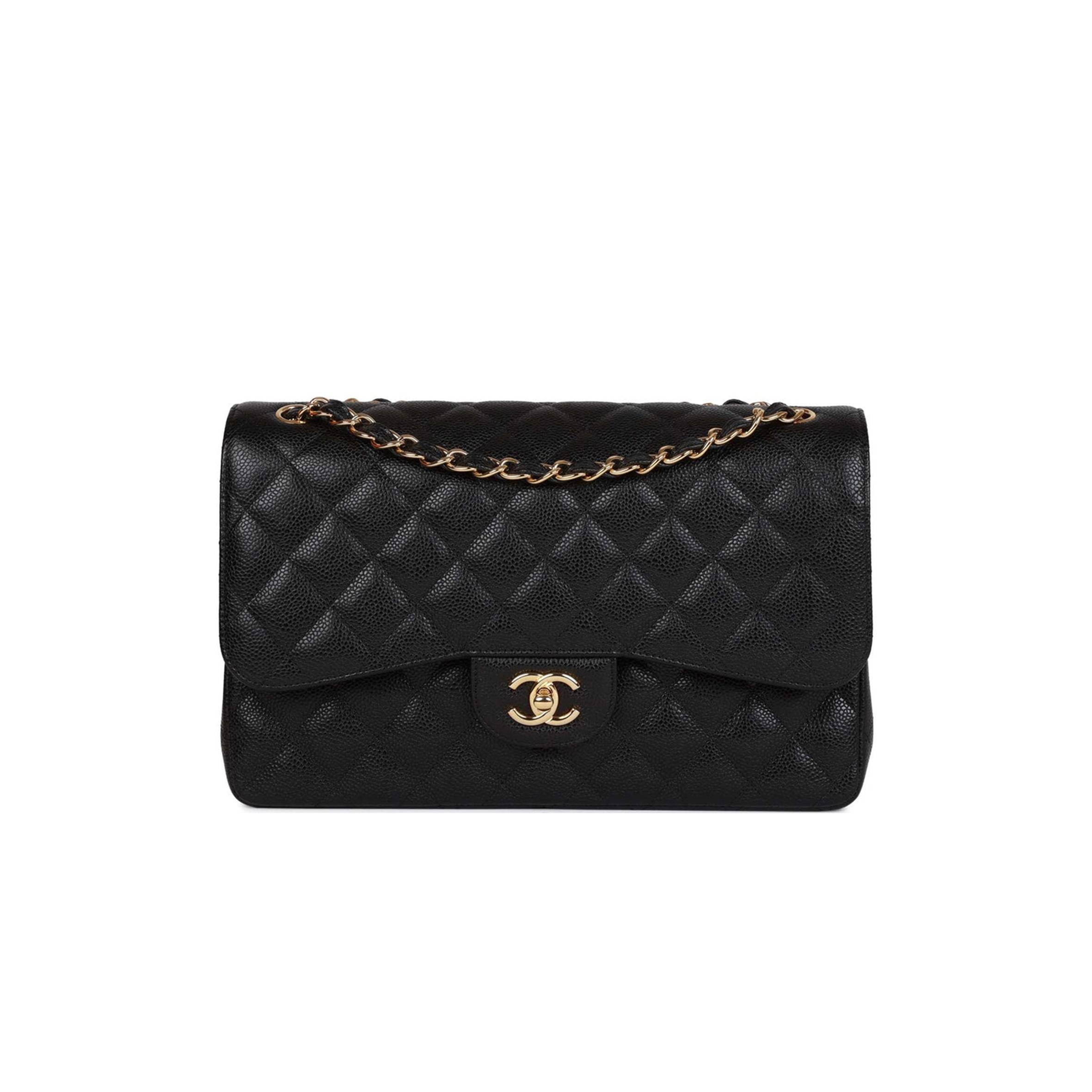 CHANEL JUMBO CLASSIC DOUBLE FLAP BAG BLACK CAVIAR GOLD HARDWARE (30*20*9cm) CHANEL JUMBO CLASSIC DOUBLE FLAP BAG BLACK CAVIAR GOLD HARDWARE (30*20*9cm)
