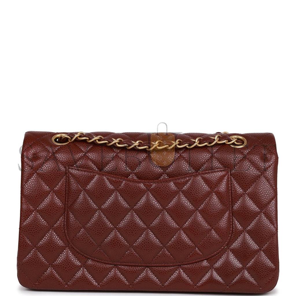 CHANEL MEDIUM CLASSIC DOUBLE FLAP BAG BURGUNDY CAVIAR ANTIQUE GOLD HARDWARE (25*15*7cm) CHANEL MEDIUM CLASSIC DOUBLE FLAP BAG BURGUNDY CAVIAR ANTIQUE GOLD HARDWARE (25*15*7cm)