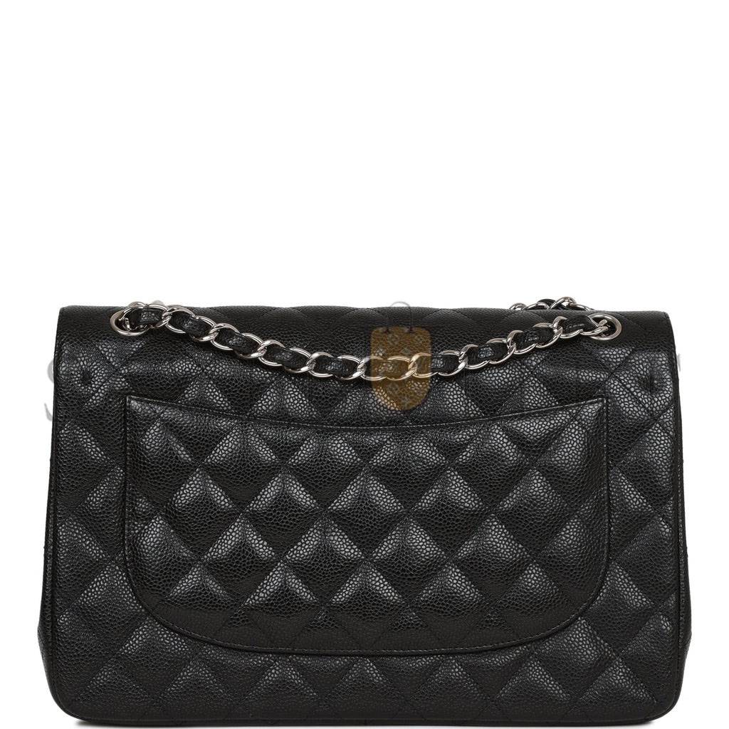 CHANEL JUMBO CLASSIC DOUBLE FLAP BAG BLACK CAVIAR SILVER HARDWARE (30*20*9cm) CHANEL JUMBO CLASSIC DOUBLE FLAP BAG BLACK CAVIAR SILVER HARDWARE (30*20*9cm)