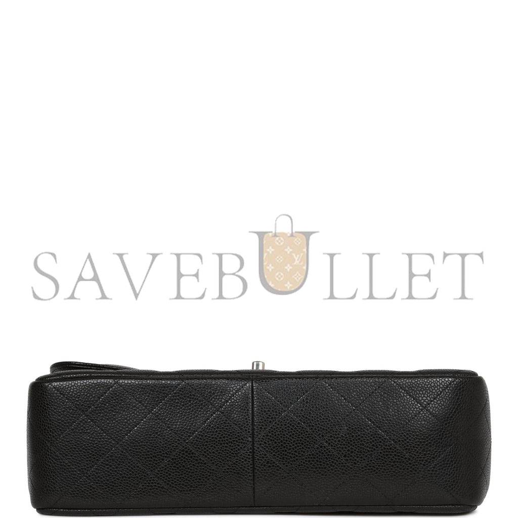 CHANEL JUMBO CLASSIC DOUBLE FLAP BAG BLACK CAVIAR SILVER HARDWARE (30*20*9cm) CHANEL JUMBO CLASSIC DOUBLE FLAP BAG BLACK CAVIAR SILVER HARDWARE (30*20*9cm)
