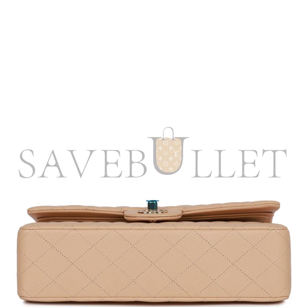 CHANEL MEDIUM CLASSIC DOUBLE FLAP BAG BEIGE LAMBSKIN LIGHT GOLD HARDWARE (25*15*7cm) CHANEL MEDIUM CLASSIC DOUBLE FLAP BAG BEIGE LAMBSKIN LIGHT GOLD HARDWARE (25*15*7cm)