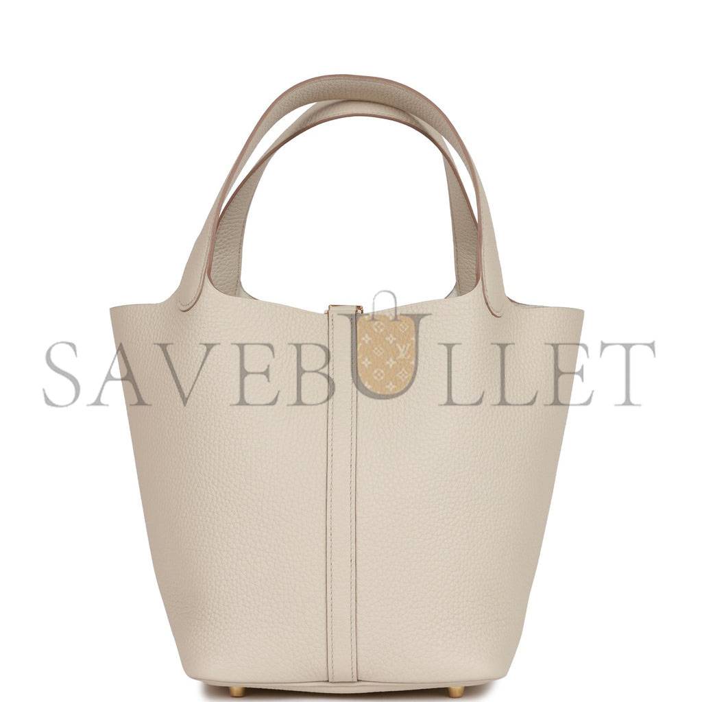 HERMES PICOTIN LOCK 22 BETON CLEMENCE GOLD HARDWARE (22*21*18cm) HERMES PICOTIN LOCK 22 BETON CLEMENCE GOLD HARDWARE (22*21*18cm)