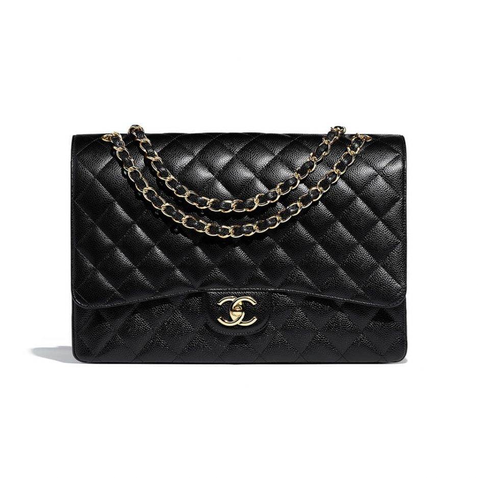 CHANEL CLASSIC FLAP MAXI BLACK CAVIAR LEATHER GOLD HARDWARE (33*22*9cm) CHANEL CLASSIC FLAP MAXI BLACK CAVIAR LEATHER GOLD HARDWARE (33*22*9cm)