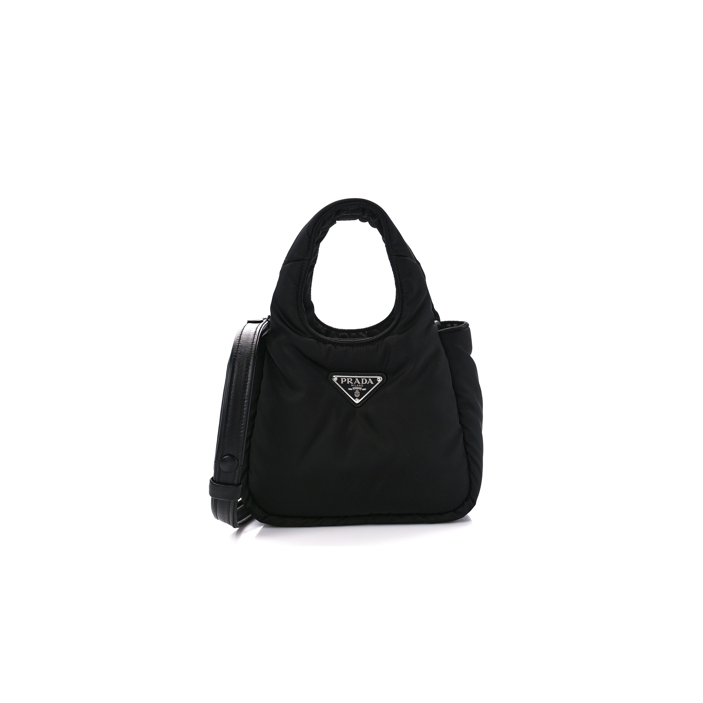 PRADA TESSUTO SOFT PADDED RE-NYLON STRIPED MINI BAG BLACK (23*13*6cm) PRADA TESSUTO SOFT PADDED RE-NYLON STRIPED MINI BAG BLACK (23*13*6cm)