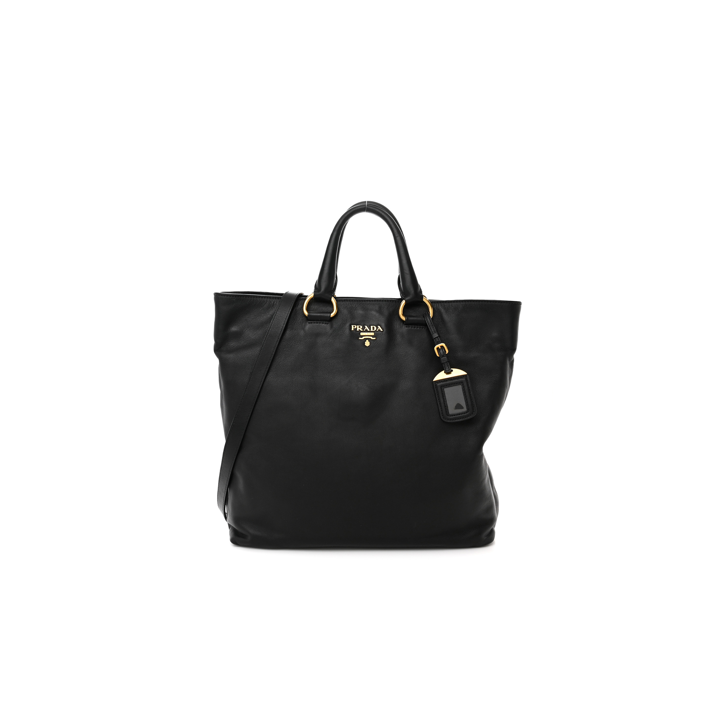 PRADA SOFT CALF SHOPPING TOTE BLACK (36*33*11cm) PRADA SOFT CALF SHOPPING TOTE BLACK (36*33*11cm)