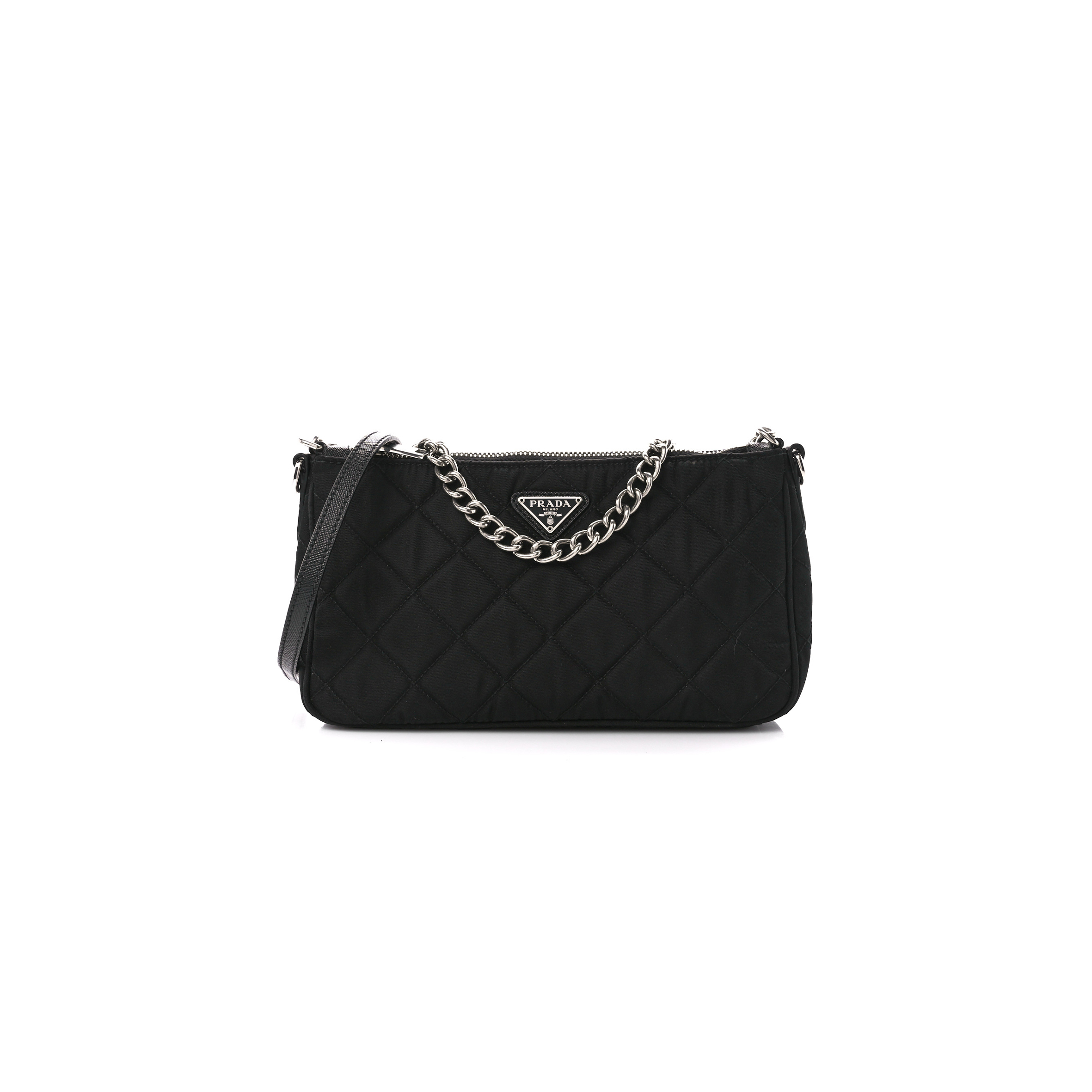 PRADA NYLON TESSUTO IMPUNTU QUILTED CROSSBODY BAG BLACK (23*13*6cm) PRADA NYLON TESSUTO IMPUNTU QUILTED CROSSBODY BAG BLACK (23*13*6cm)