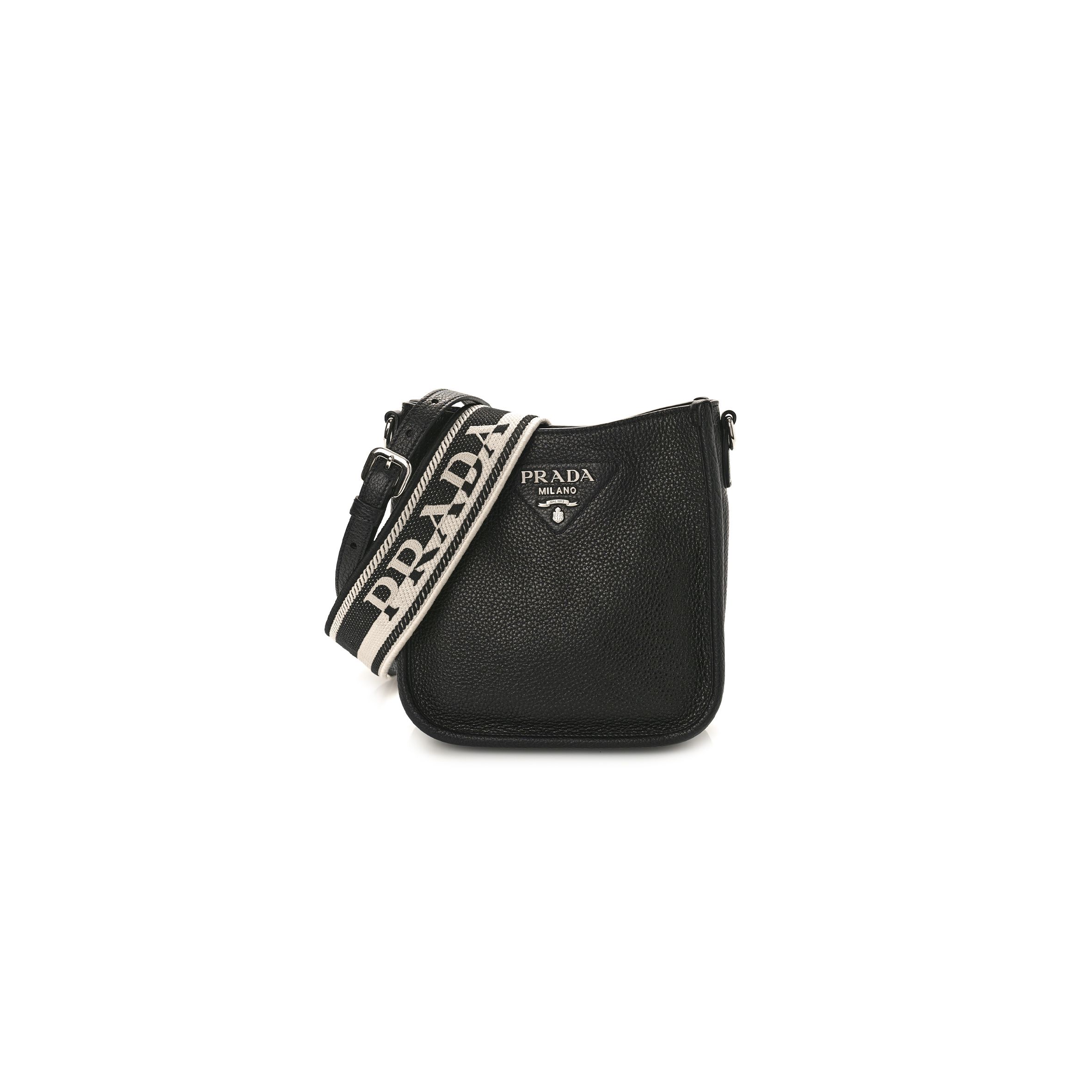 PRADA VITELLO DAINO SOFT MINI SHOULDER BAG BLACK (20*20*8cm) PRADA VITELLO DAINO SOFT MINI SHOULDER BAG BLACK (20*20*8cm)