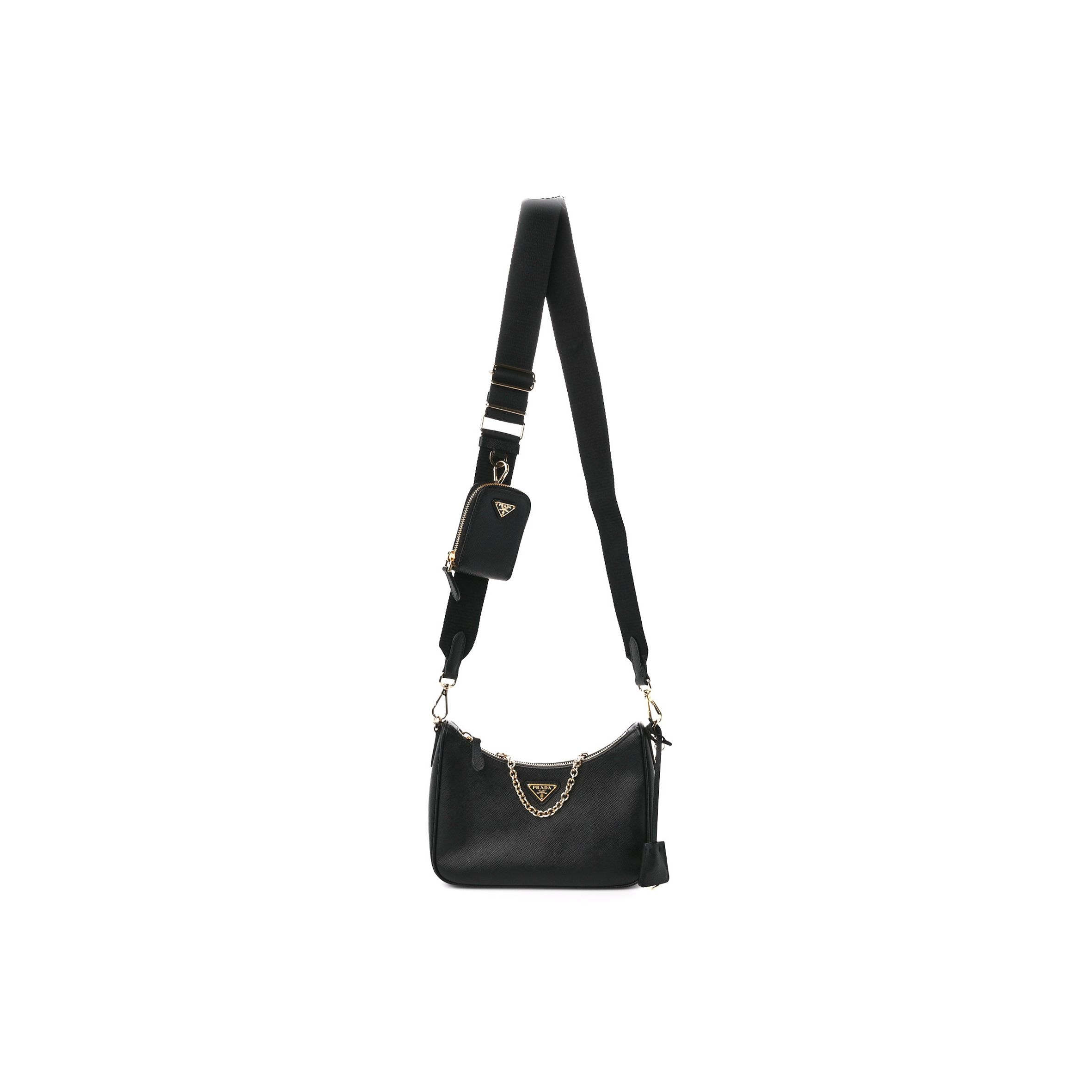 PRADA SAFFIANO LUX RE-EDITION 2005 SHOULDER BAG BLACK (22*17*6cm) PRADA SAFFIANO LUX RE-EDITION 2005 SHOULDER BAG BLACK (22*17*6cm)