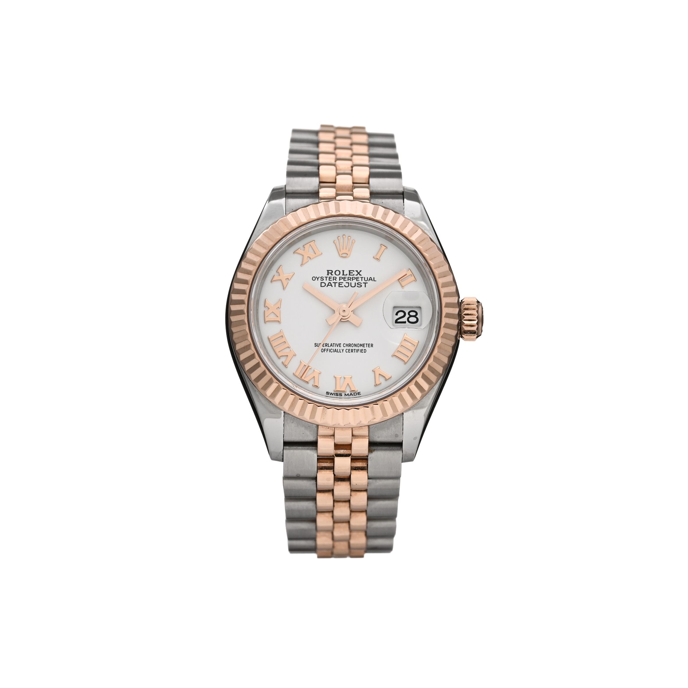 ROLEX STAINLESS STEEL 18K EVEROSE GOLD 28MM OYSTER PERPETUAL DATEJUST WATCH WHITE ROMAN 279171 ROLEX STAINLESS STEEL 18K EVEROSE GOLD 28MM OYSTER PERPETUAL DATEJUST WATCH WHITE ROMAN 279171