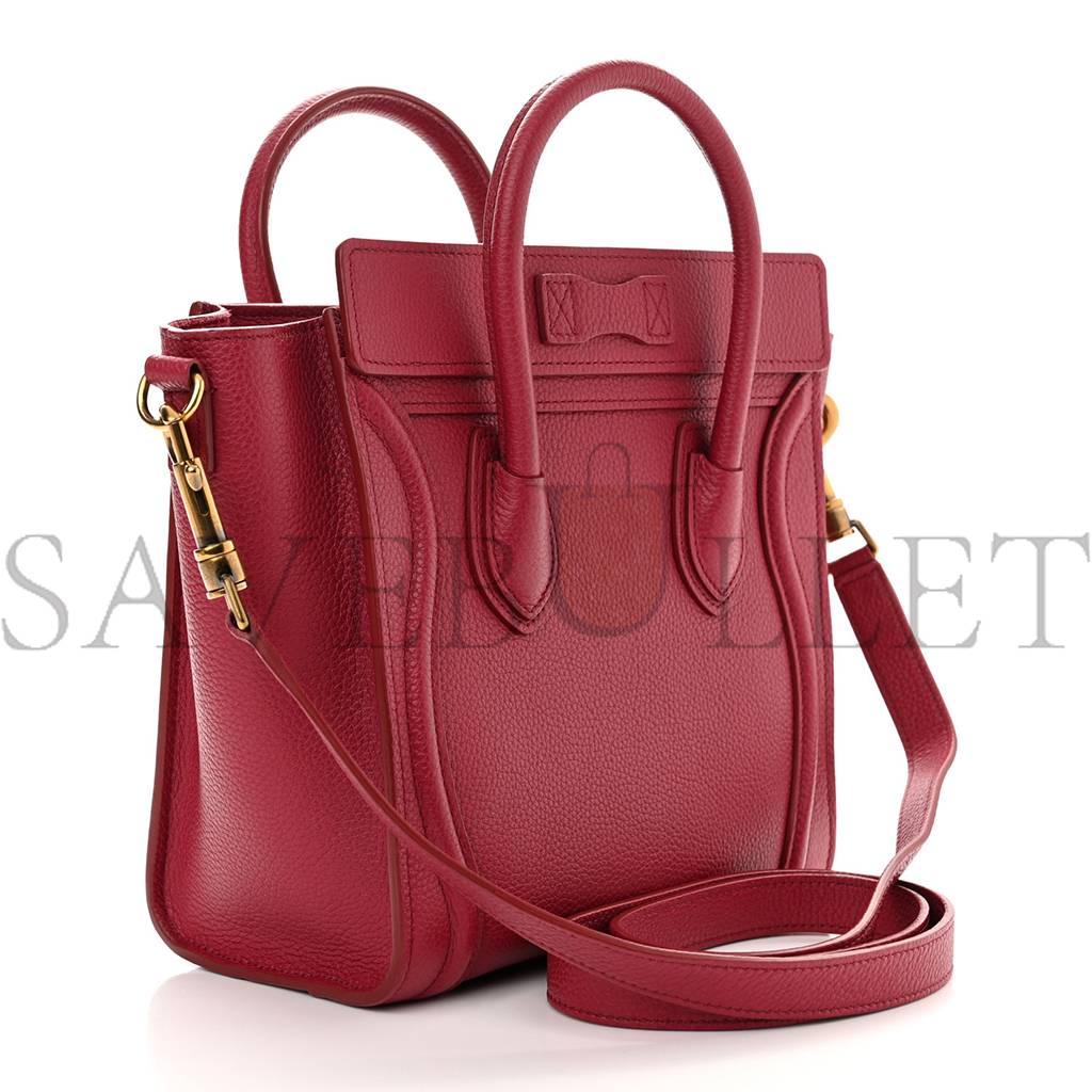 CELINE DRUMMED CALFSKIN NANO LUGGAGE RASBERRY (20*20*10cm) CELINE DRUMMED CALFSKIN NANO LUGGAGE RASBERRY (20*20*10cm)