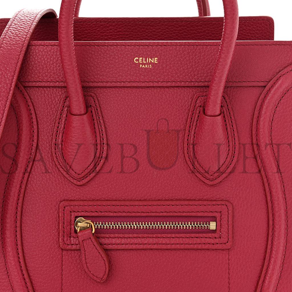 CELINE DRUMMED CALFSKIN NANO LUGGAGE RASBERRY (20*20*10cm) CELINE DRUMMED CALFSKIN NANO LUGGAGE RASBERRY (20*20*10cm)