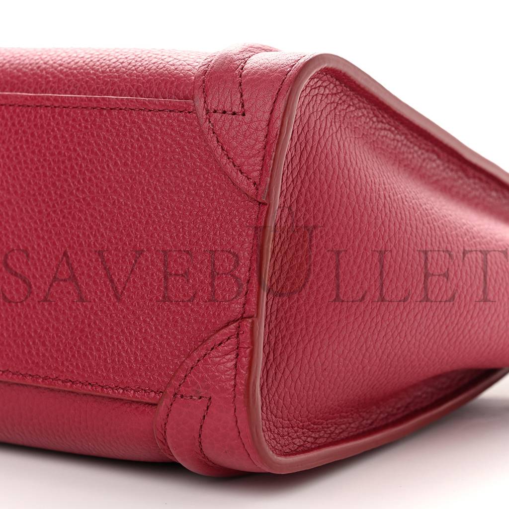CELINE DRUMMED CALFSKIN NANO LUGGAGE RASBERRY (20*20*10cm) CELINE DRUMMED CALFSKIN NANO LUGGAGE RASBERRY (20*20*10cm)