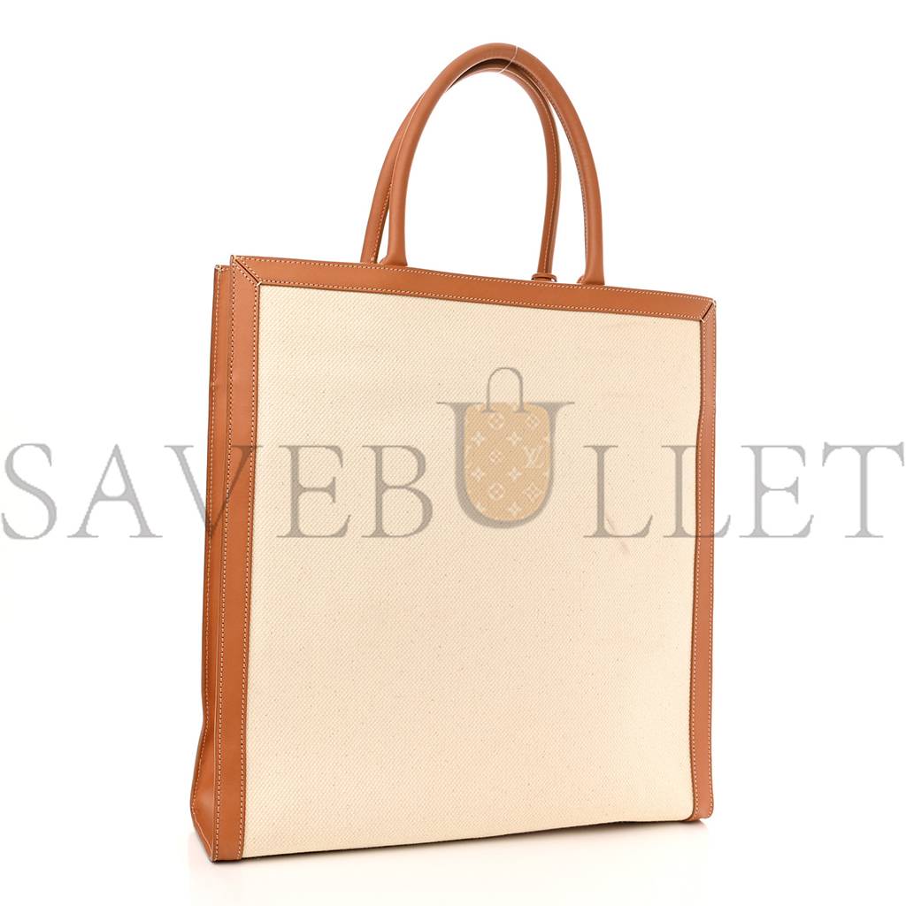 CELINE CANVAS CALFSKIN LOGO PRINT VERTICAL CABAS NATURAL TAN (39*36*9cm) CELINE CANVAS CALFSKIN LOGO PRINT VERTICAL CABAS NATURAL TAN (39*36*9cm)