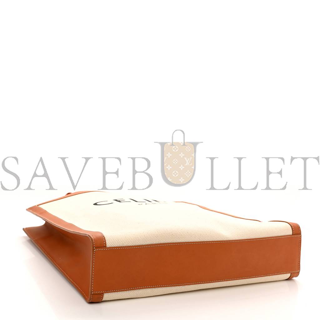 CELINE CANVAS CALFSKIN LOGO PRINT VERTICAL CABAS NATURAL TAN (39*36*9cm) CELINE CANVAS CALFSKIN LOGO PRINT VERTICAL CABAS NATURAL TAN (39*36*9cm)