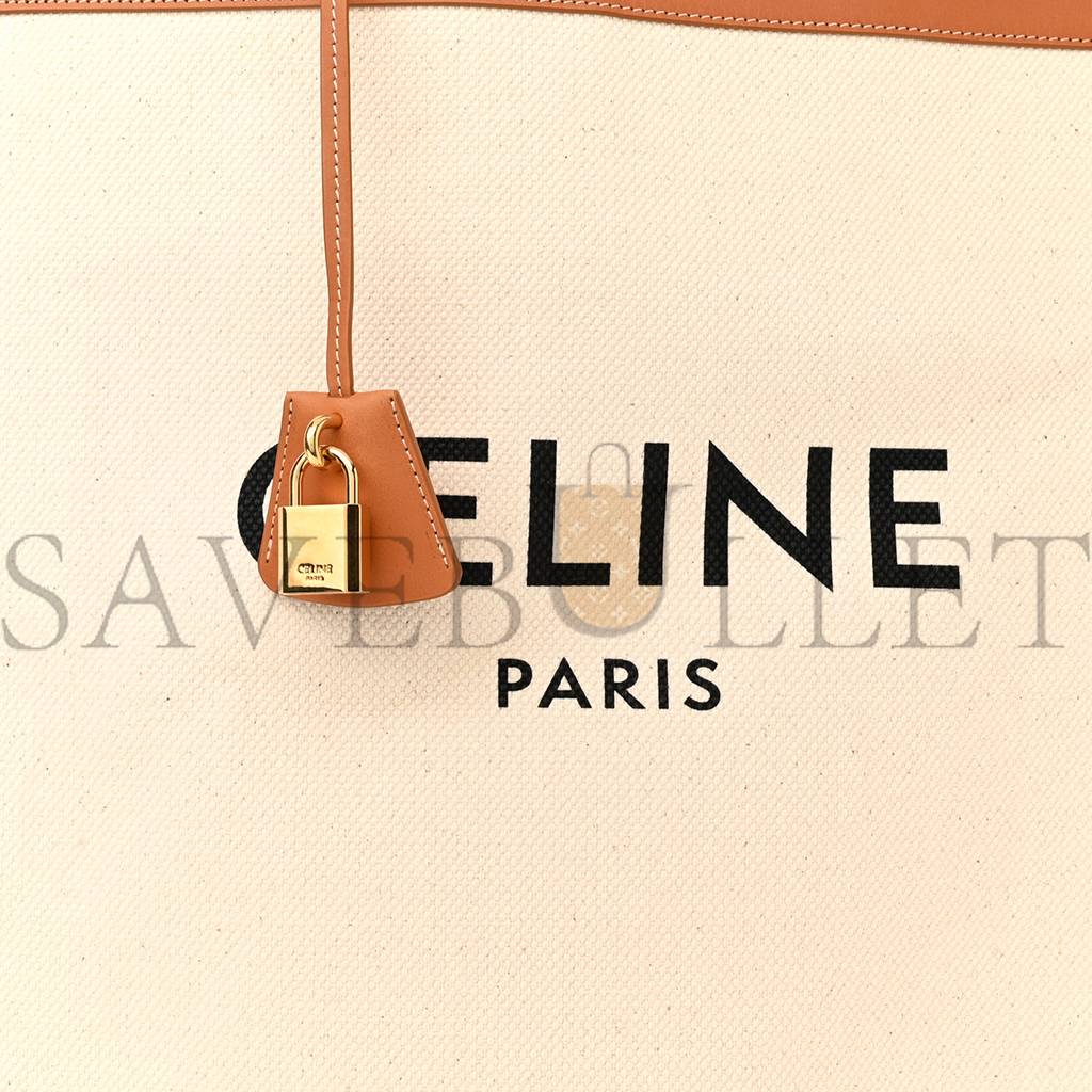 CELINE CANVAS CALFSKIN LOGO PRINT VERTICAL CABAS NATURAL TAN (39*36*9cm) CELINE CANVAS CALFSKIN LOGO PRINT VERTICAL CABAS NATURAL TAN (39*36*9cm)