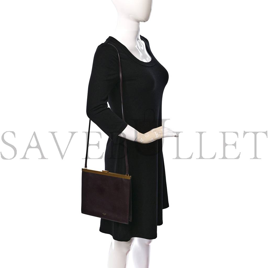 CELINE SMOOTH CALFSKIN MINI CLASP BAG BORDEAUX (23*20*3cm) CELINE SMOOTH CALFSKIN MINI CLASP BAG BORDEAUX (23*20*3cm)