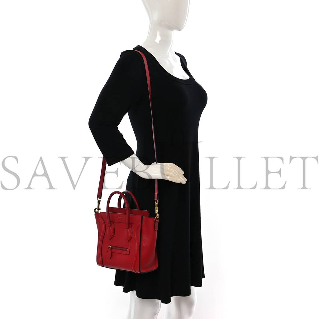 CELINE DRUMMED CALFSKIN NANO LUGGAGE RED (19*19*10cm) CELINE DRUMMED CALFSKIN NANO LUGGAGE RED (19*19*10cm)