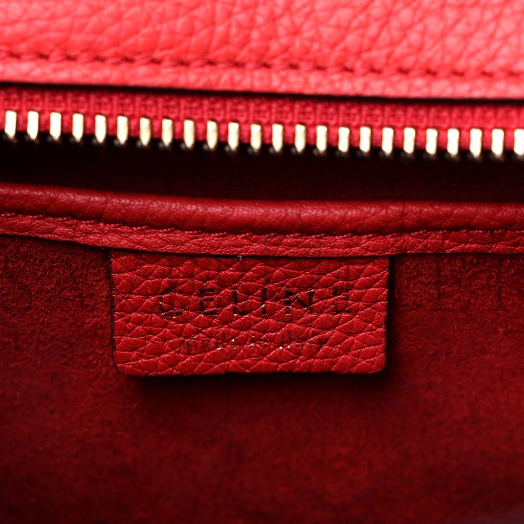 CELINE DRUMMED CALFSKIN NANO LUGGAGE RED (19*19*10cm) CELINE DRUMMED CALFSKIN NANO LUGGAGE RED (19*19*10cm)
