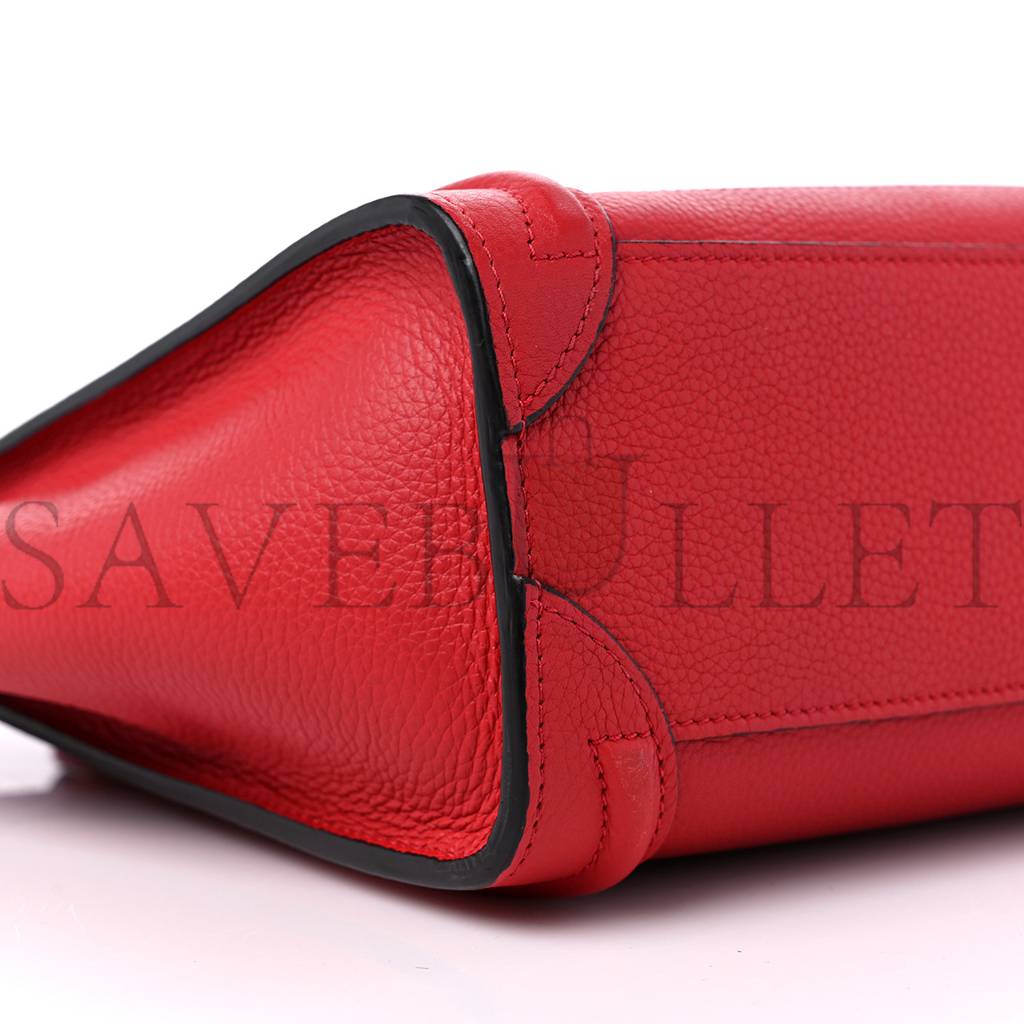 CELINE DRUMMED CALFSKIN NANO LUGGAGE RED (19*19*10cm) CELINE DRUMMED CALFSKIN NANO LUGGAGE RED (19*19*10cm)