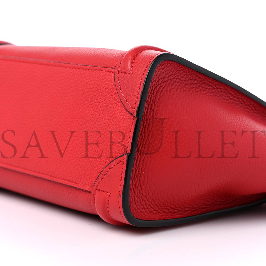 CELINE DRUMMED CALFSKIN NANO LUGGAGE RED (19*19*10cm) CELINE DRUMMED CALFSKIN NANO LUGGAGE RED (19*19*10cm)