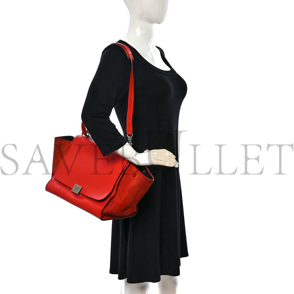 CELINE DRUMMED CALFSKIN MEDIUM TRAPEZE ORANGE (30*24*18cm) CELINE DRUMMED CALFSKIN MEDIUM TRAPEZE ORANGE (30*24*18cm)