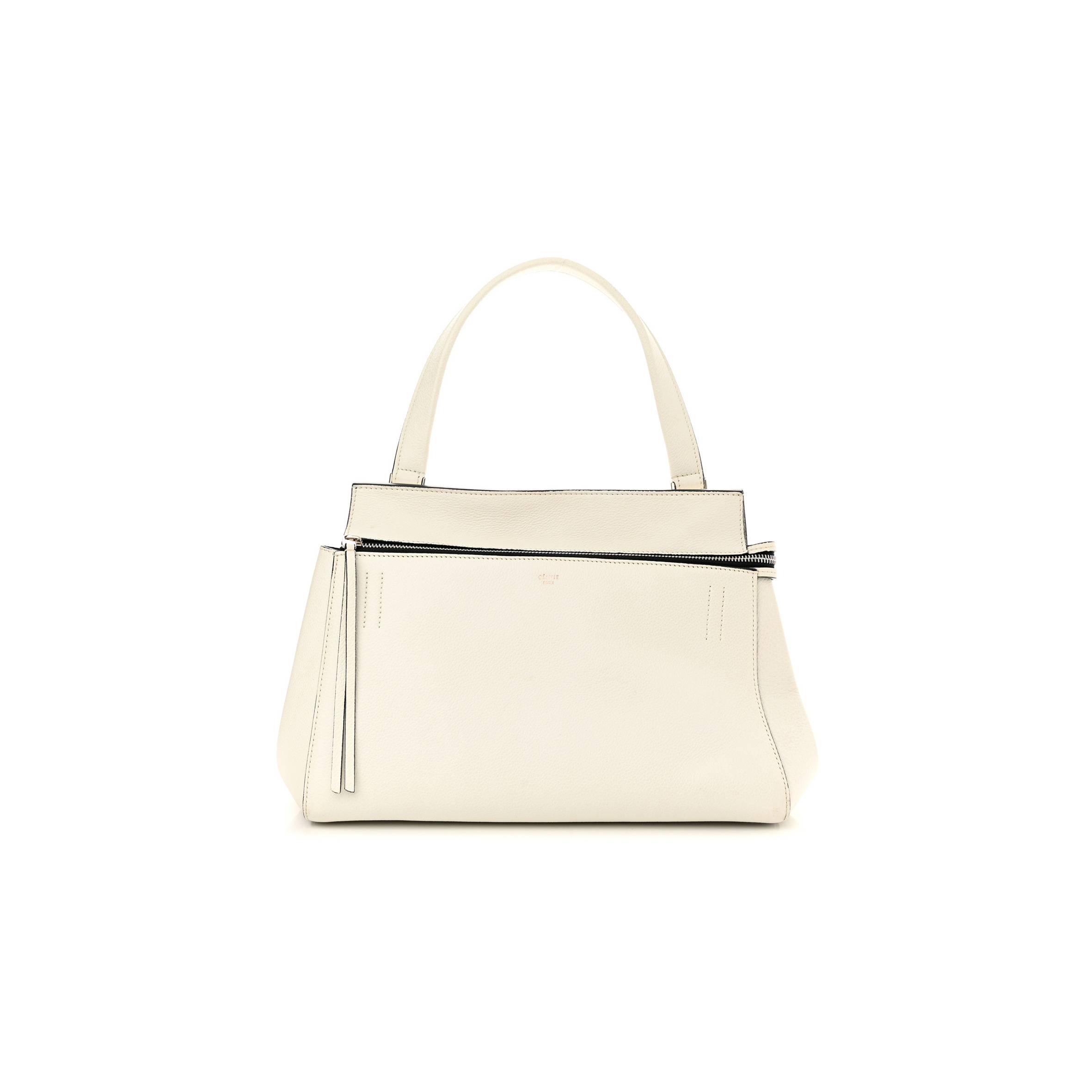 CELINE GRAINED CALFSKIN MEDIUM EDGE SHOULDER BAG WHITE (34*25*17cm) CELINE GRAINED CALFSKIN MEDIUM EDGE SHOULDER BAG WHITE (34*25*17cm)