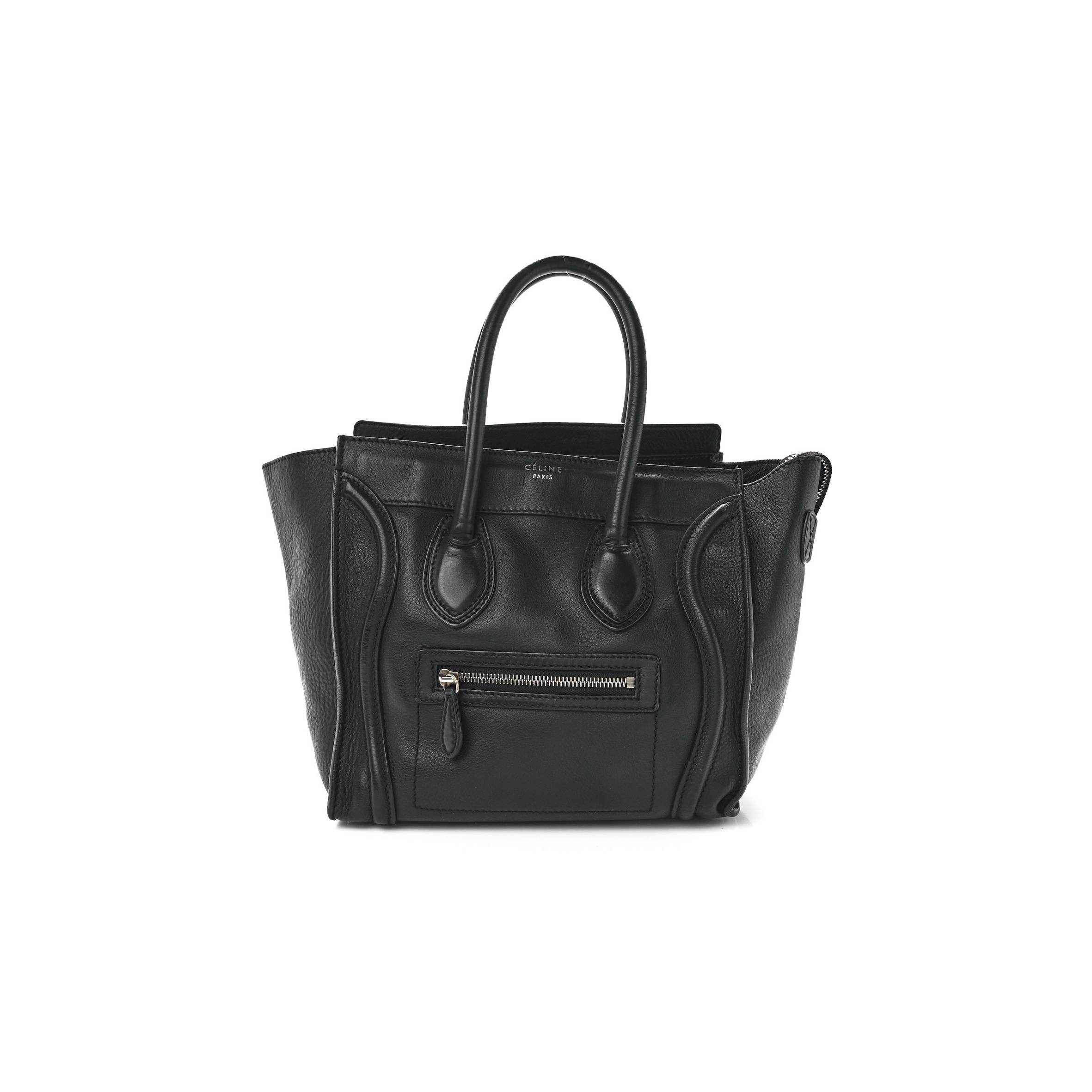 CELINE SMOOTH CALFSKIN MICRO LUGGAGE BLACK (26*26*14cm) CELINE SMOOTH CALFSKIN MICRO LUGGAGE BLACK (26*26*14cm)